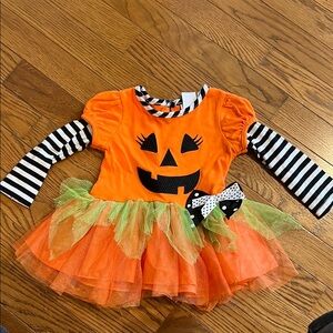 Orange and Black Casual Dress with Pumpkin Design